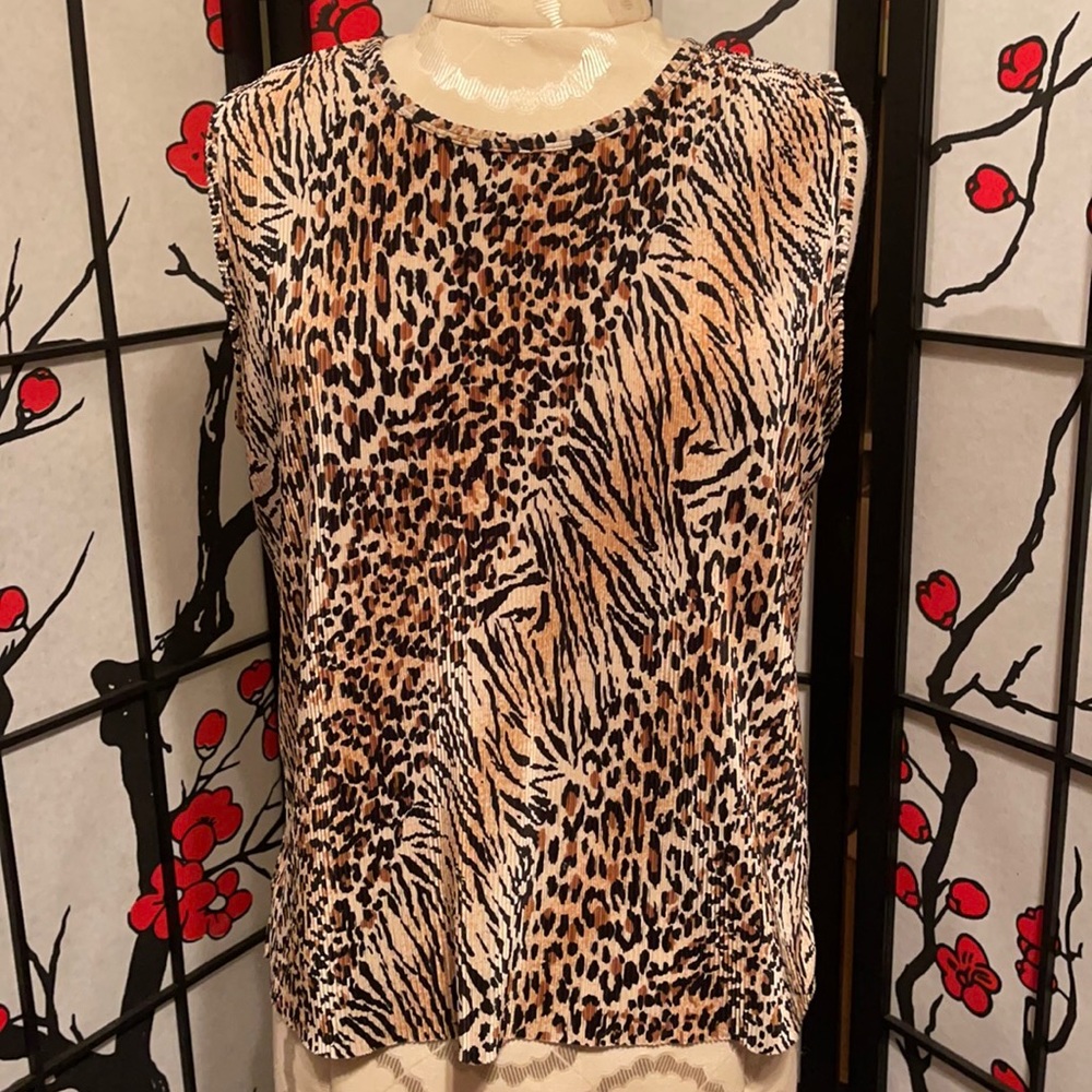 Plisse Animal Print Tank Top